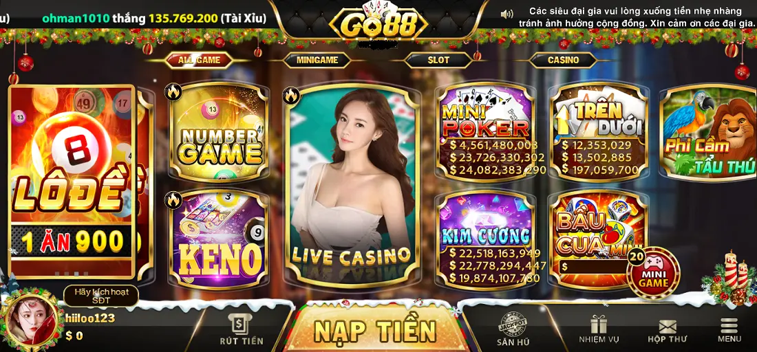 Top game sieu xin live casino Go88 1